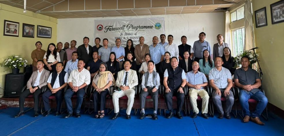 Outgoing Soil & Water Conservation Additional Director A.S. Hovuto with Advisor Daochier I. Imchen and other departmental officials during a farewell programme in Kohima on September 30. (Photo Courtesy: SWC)